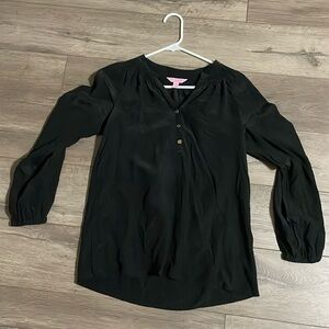 Lilly Pulitzer black silk blouse